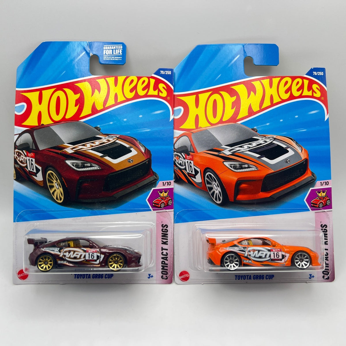 Hot Wheels Toyota GR86 Cup Lot of 2 Maroon & Orange Compact Kings 1/10 79/250