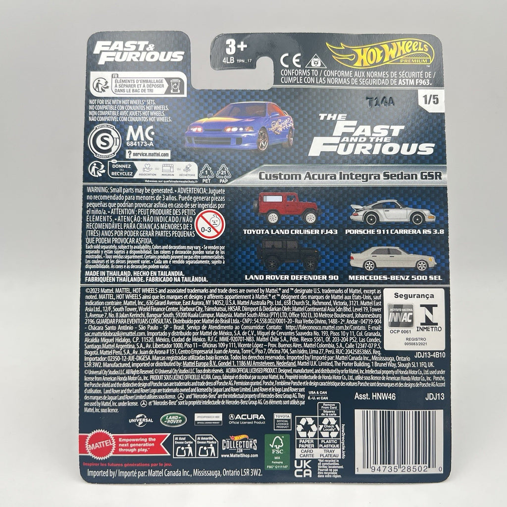 Hot Wheels 2024 Premium Fast & Furious Series Custom Acura Integra Sedan GSR