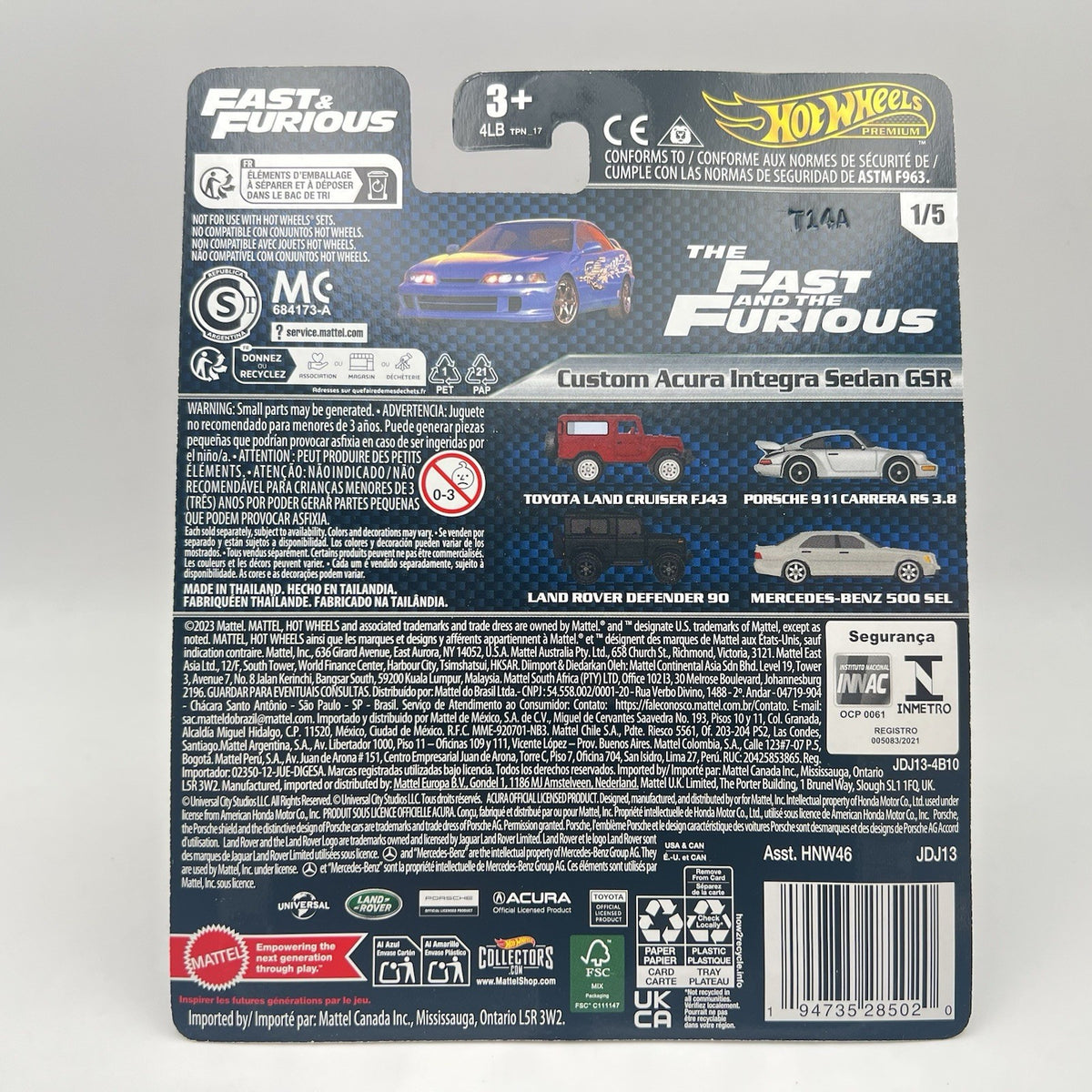 Hot Wheels 2024 Premium Fast & Furious Series Custom Acura Integra Sedan GSR
