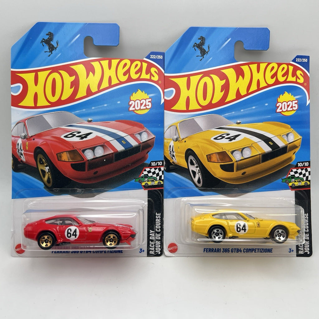2025 Hot Wheels #222 Race Day FERRARI 365 gtB4 COMPETIZIONE Yellow & Red