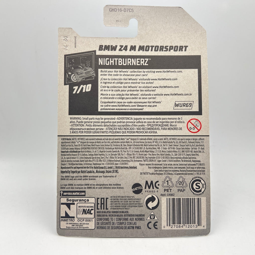 Hot Wheels BMW Z4 M Motorsport White 172/250 Nightburnerz 7/10 1:64