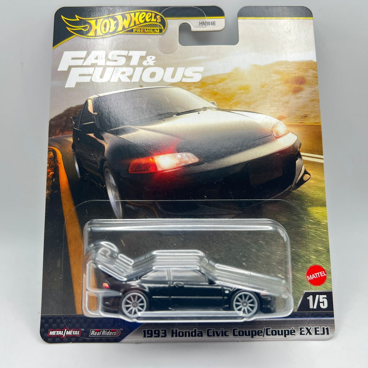 Hot Wheels Premium 1993 Honda Civic Coupe EX EJ1 Fast and Furious 1/5
