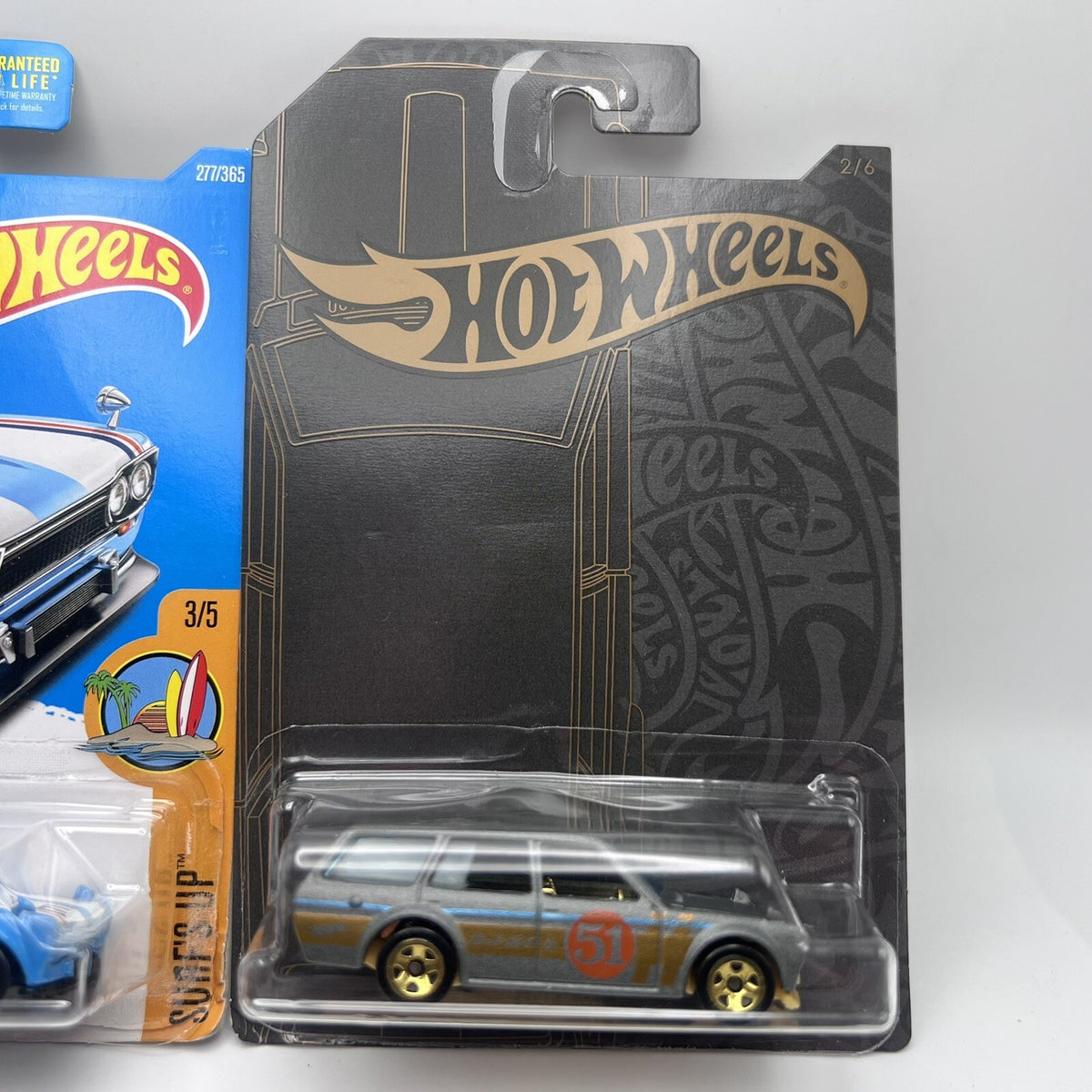 HOT WHEELS LOT OF 2 71 DATSUN BLUEBIRD 510 WAGONS, Blue & Grey 51st Anniversary