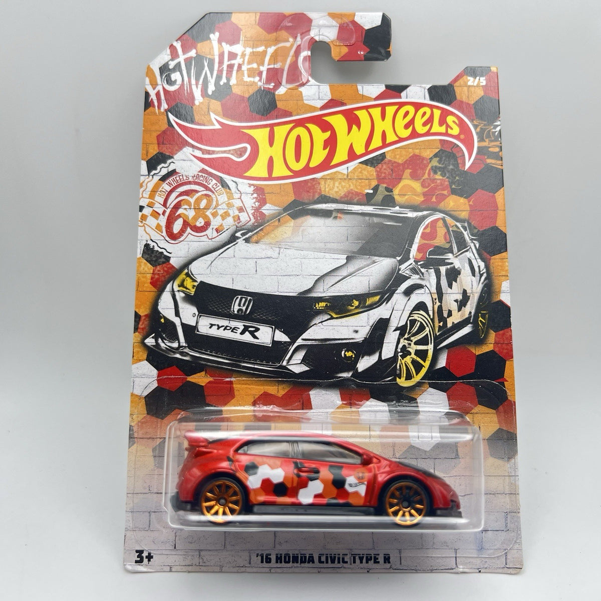 HOT WHEELS '16 HONDA CIVIC TYPE R URBAN CAMOUFLAGE SERIES METALFLAKE ORANGE JDM