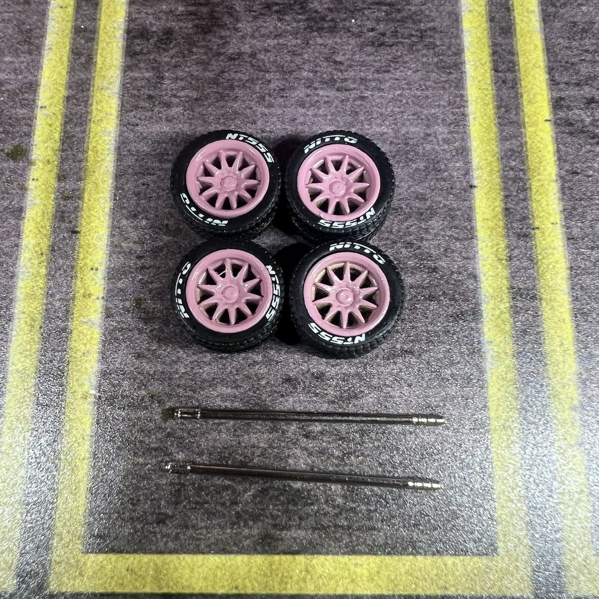 1/64 Scale Pink Volks Racing CE28 With Rubber Tires Hot Wheels Matchbox Tomica