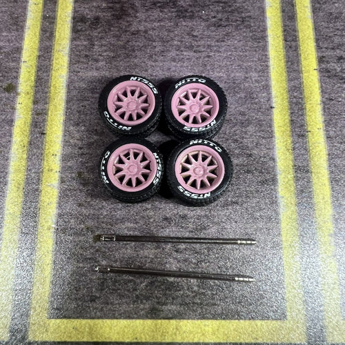 1/64 Scale Pink Volks Racing CE28 With Rubber Tires Hot Wheels Matchbox Tomica