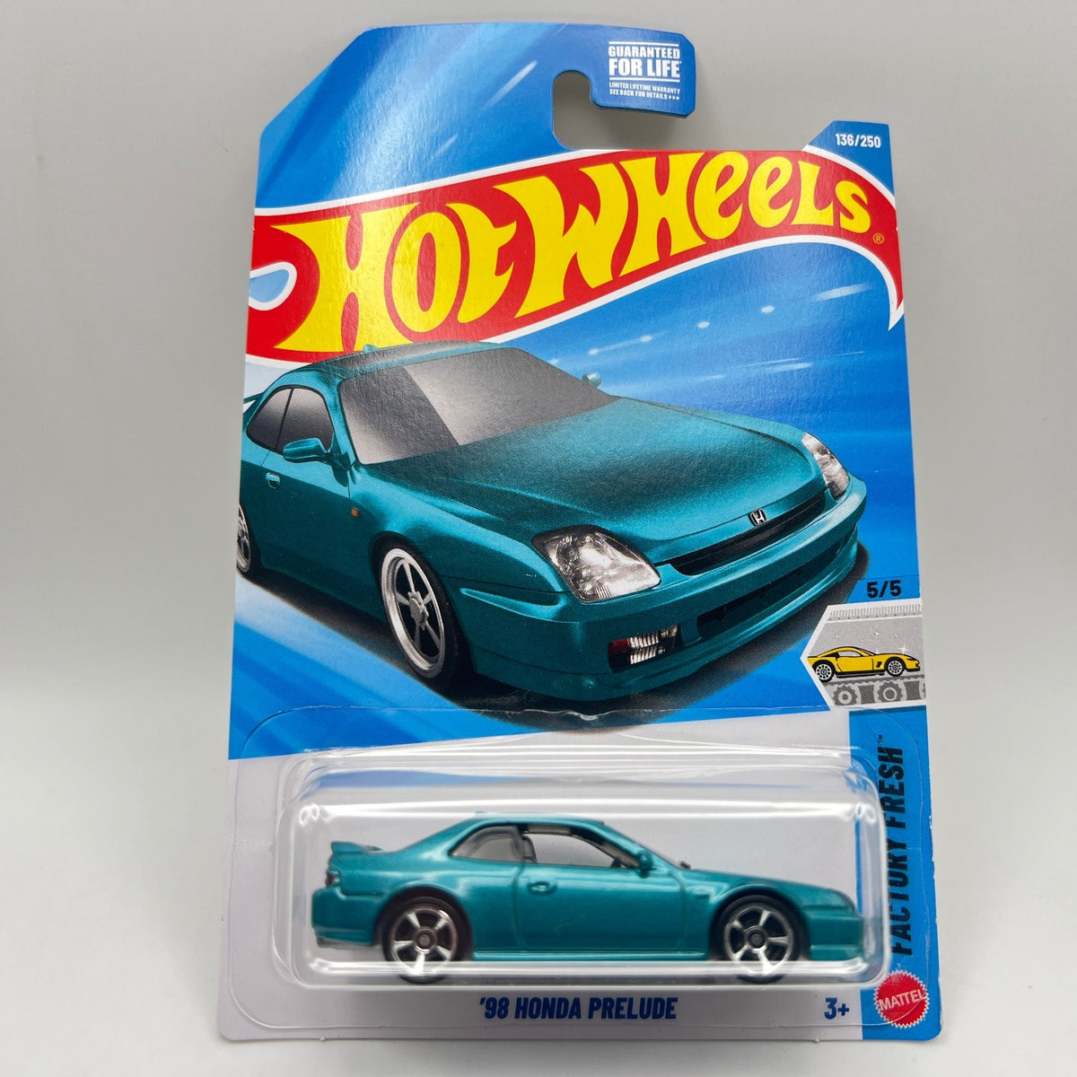 Hot Wheels '98 Honda Prelude Teal 136/250 Factory Fresh 5/5 2026 Mainline 1:64