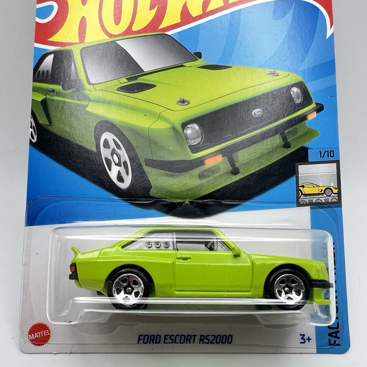 2024 Hot Wheels Factory Fresh 1/10 Lime Green Ford Escort RS2000 #23 1:64 Scale