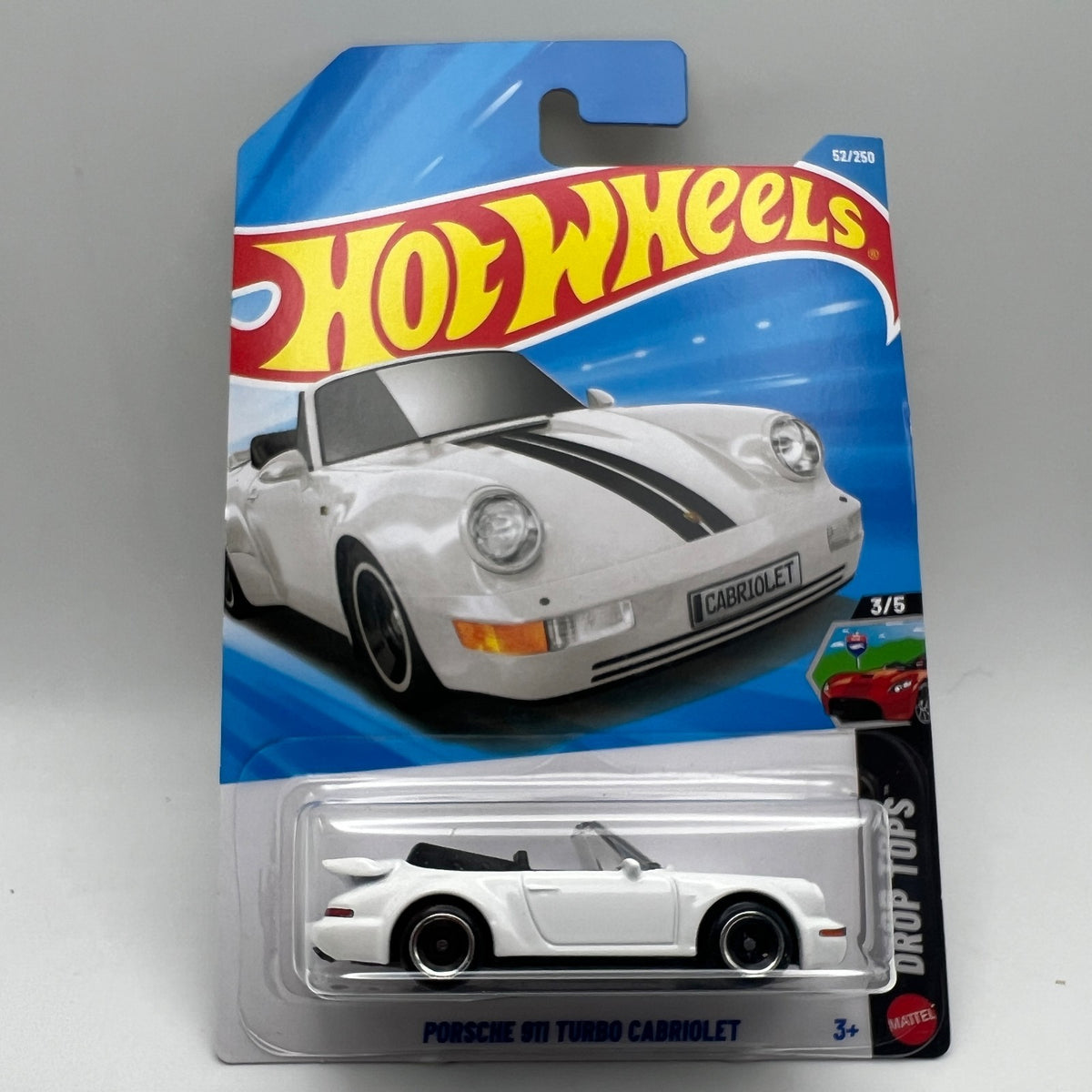 Hot Wheels Porsche 911 Turbo Cabriolet White 52/250 Drop Tops 3/5
