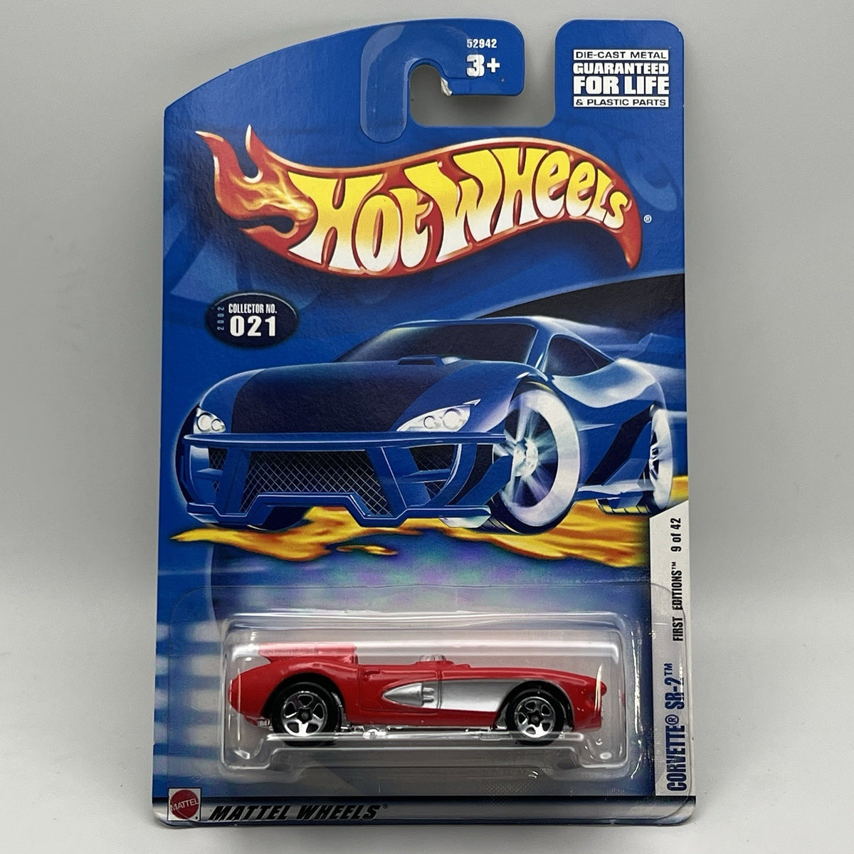 Hot Wheels 2002 First Editions Collector #021 Red Corvette SR-2 w/5 Sp Rims