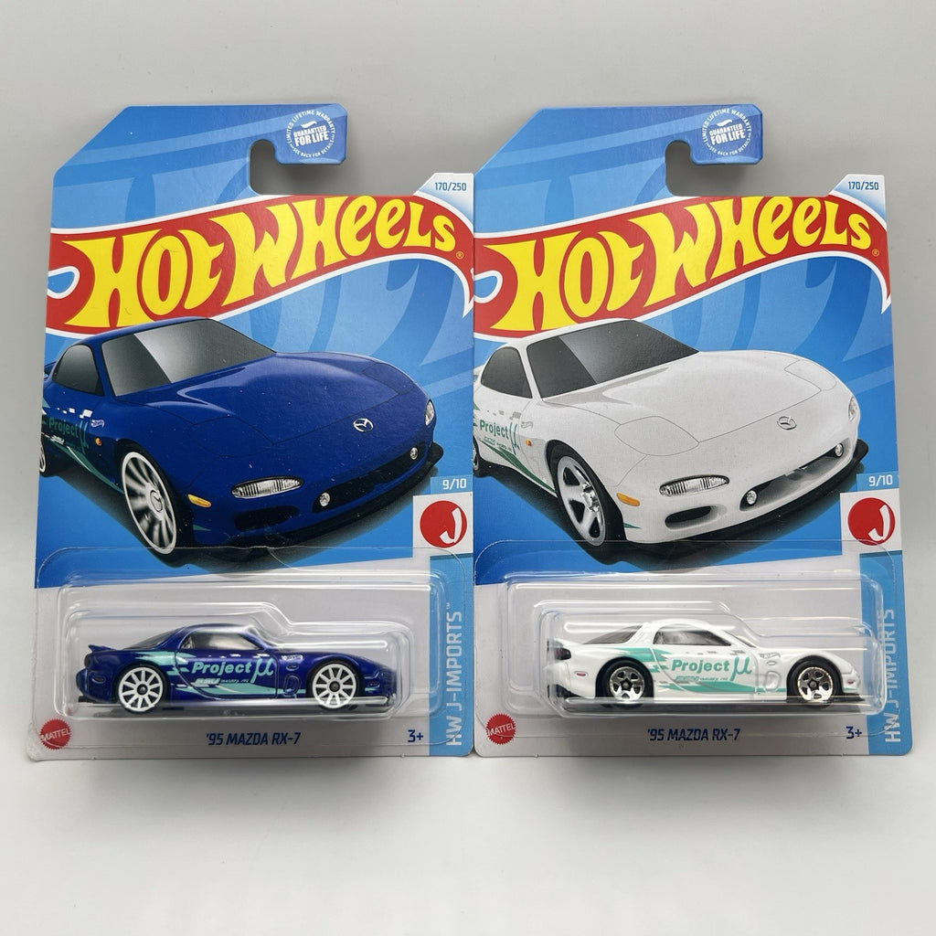 Hot Wheels '95 Mazda RX-7 White Project MU Blue White Color VARIATION set