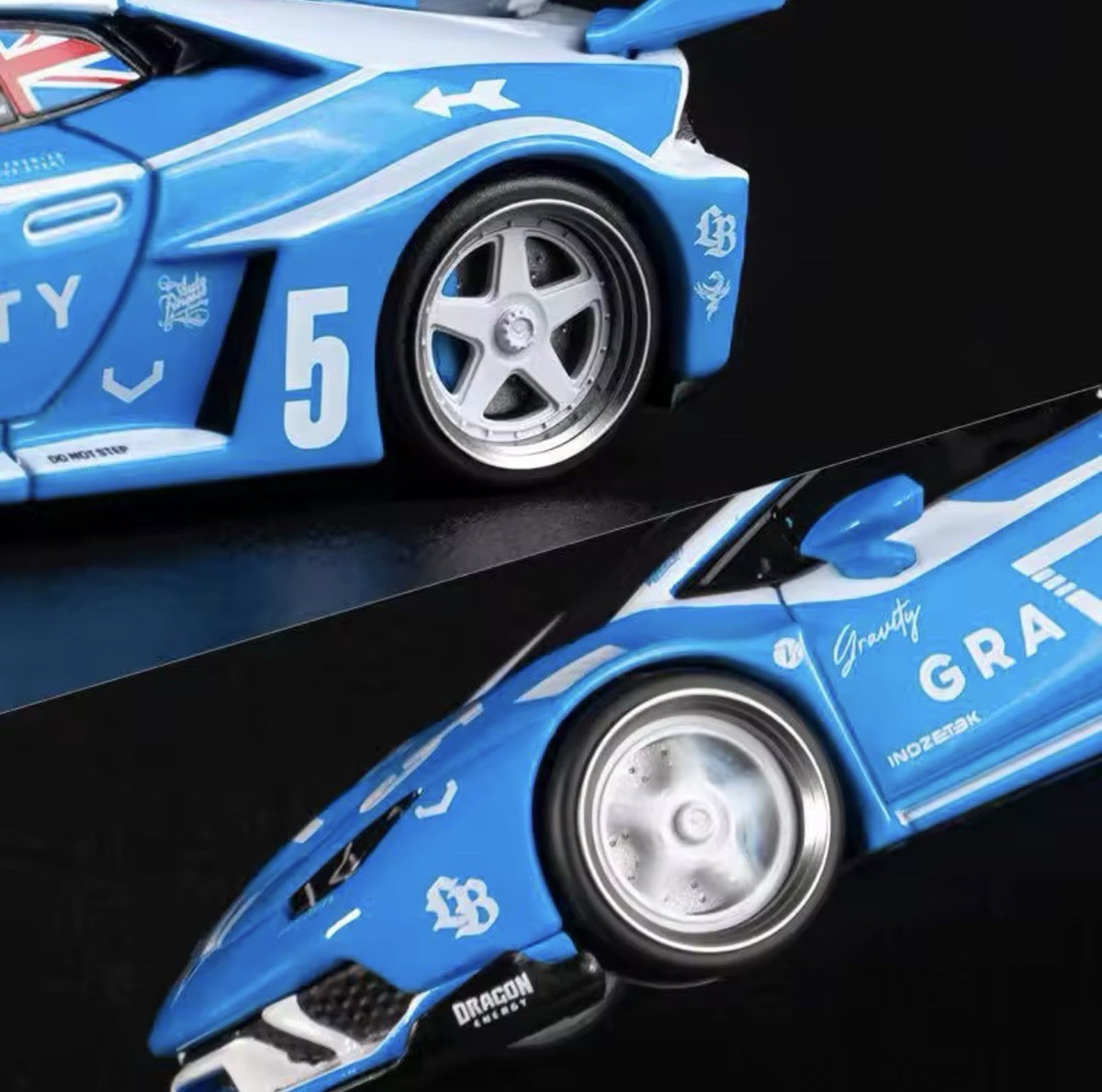 Scale 1/64 - Wheels w/ Bearings, Brake Caliper & Rubber Tire Set - Custom 1:64