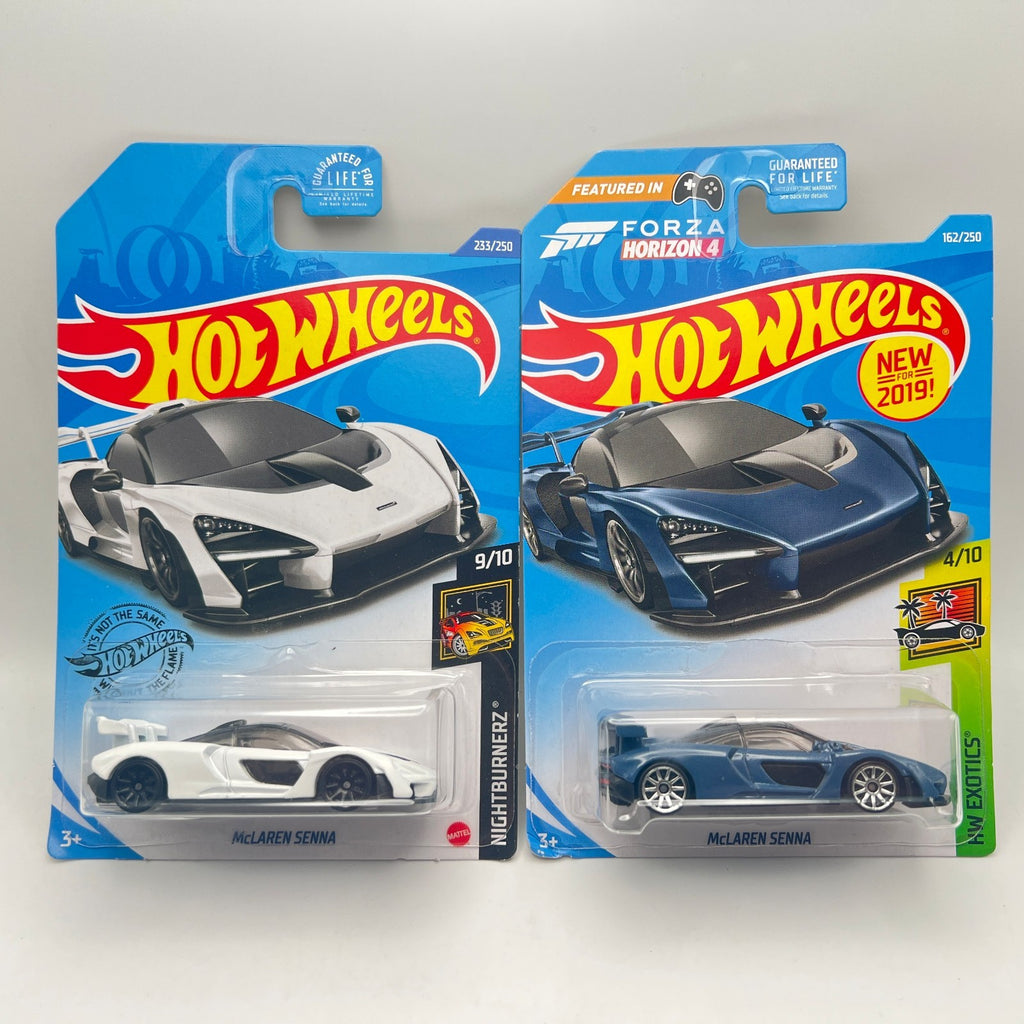 Hot Wheels McLaren Senna Lot of 2 White 233/250 Nightburnerz + Blue 162/250