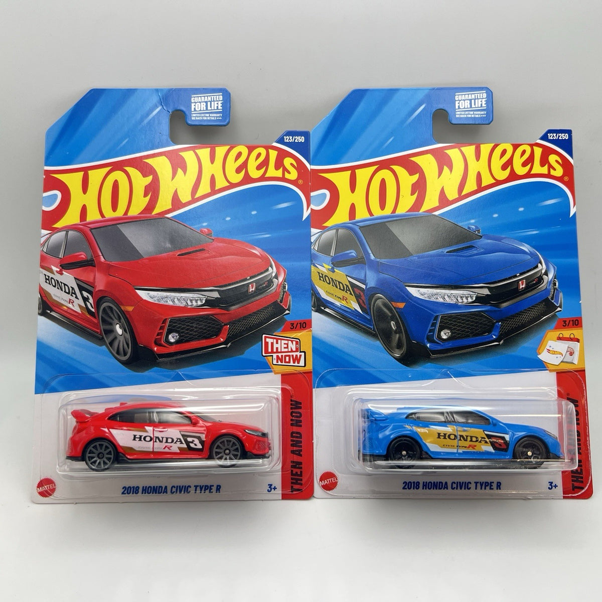 2 New Car Lot Hot Wheels~Honda Civic Type R Red & Blue Then & Now 2025~UNOPENED