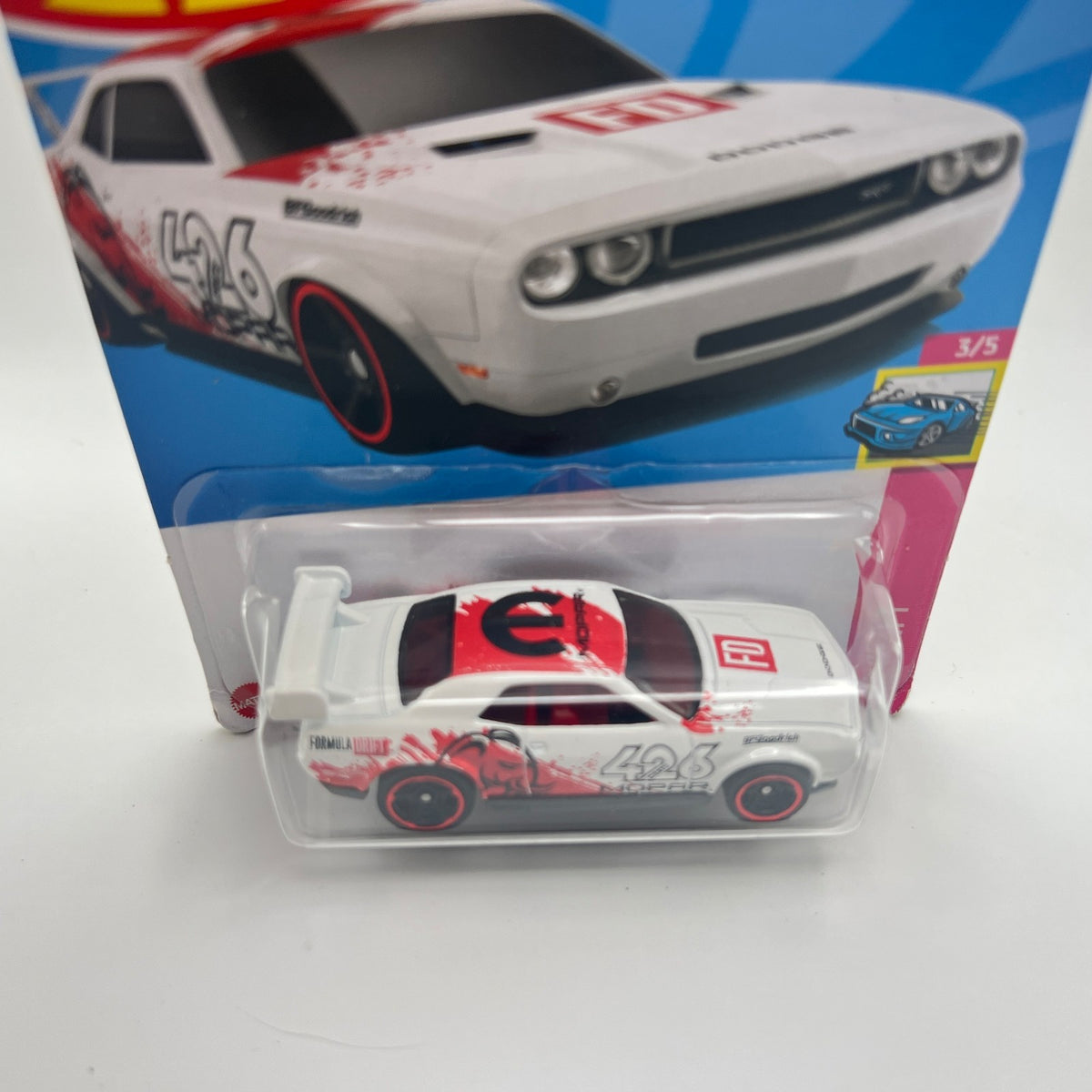 HW Dodge Challenger Drift Car White 207/250 HW Drift 3/5
