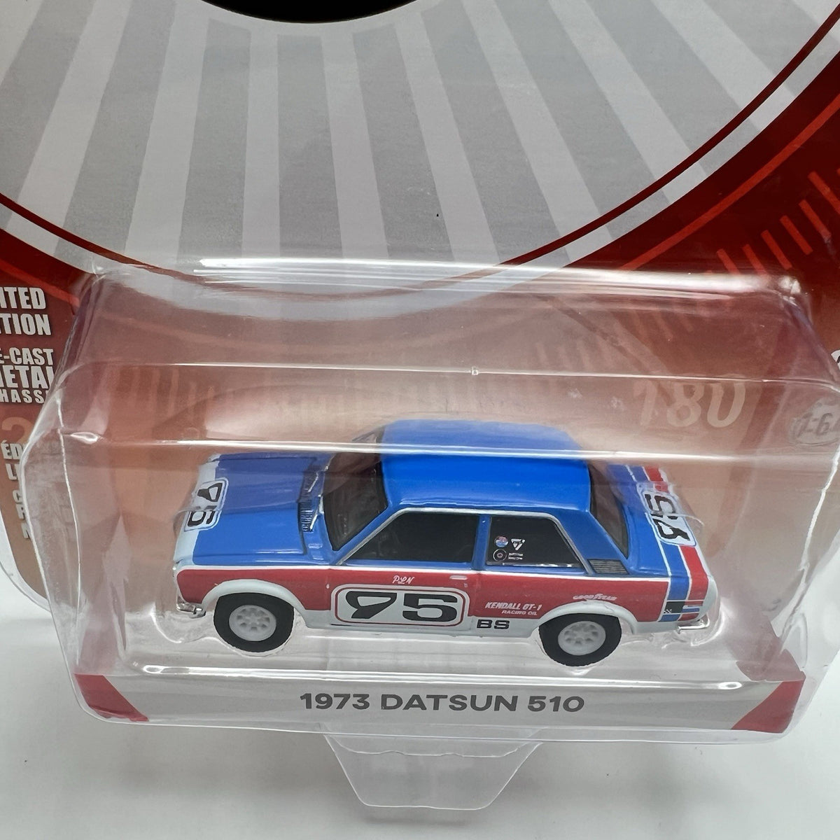 1/64 GREENLIGHT TOKYO TORQUE 1973 DATSUN 510 #75 RALLY CAR RED WHITE & BLUE