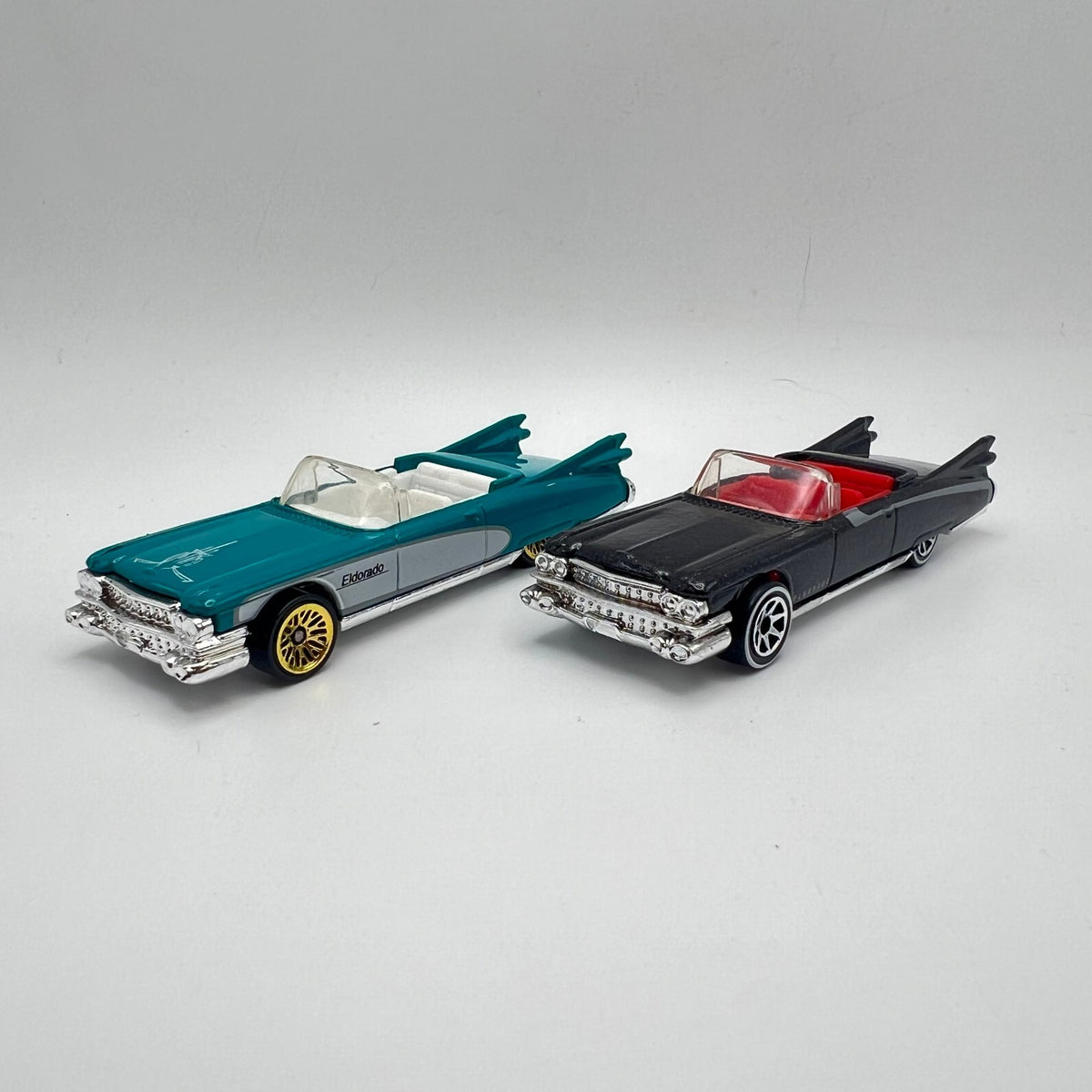 Hot Wheels Lot of 2 '59 Cadillac Eldorado Convertible Teal Black LOOSE