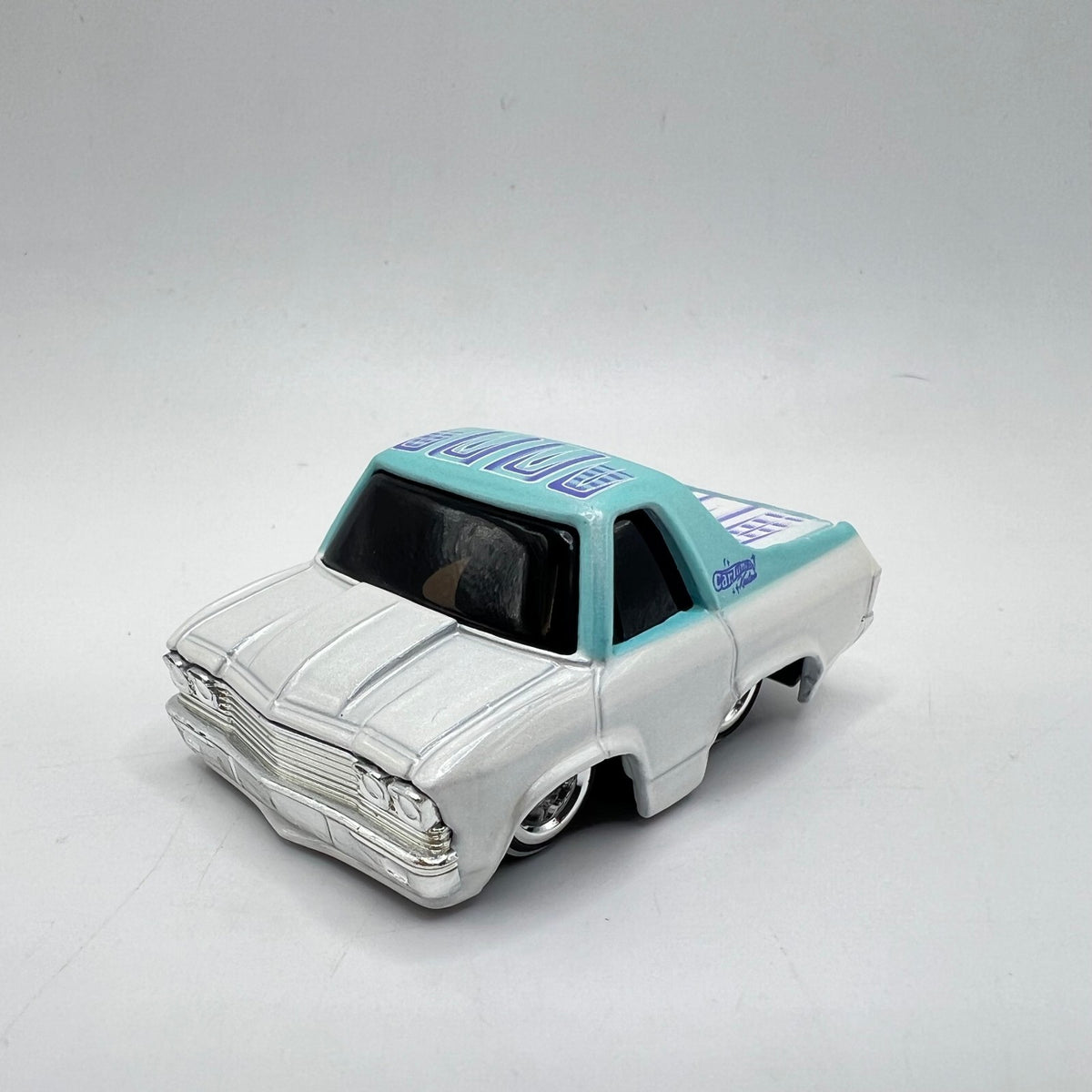 Car Tuned MGA Chevy El Camino White Teal Chibi LOOSE