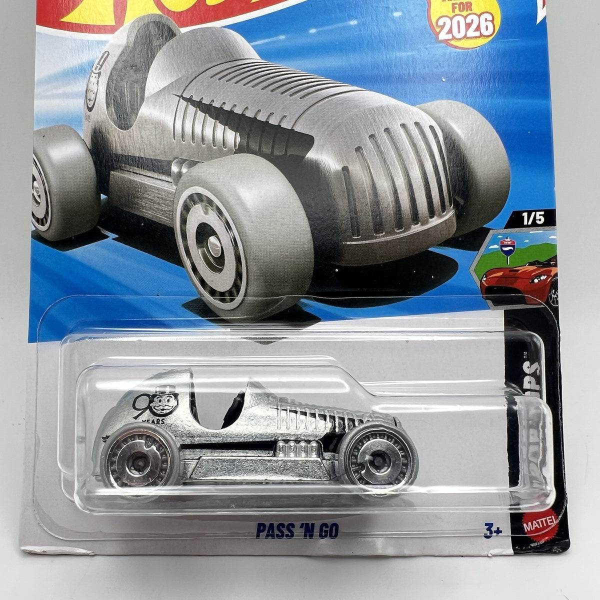 Hot Wheels Pass 'N Go 1/5 Drop Tops 5/250 90 Years Monopoly Silver