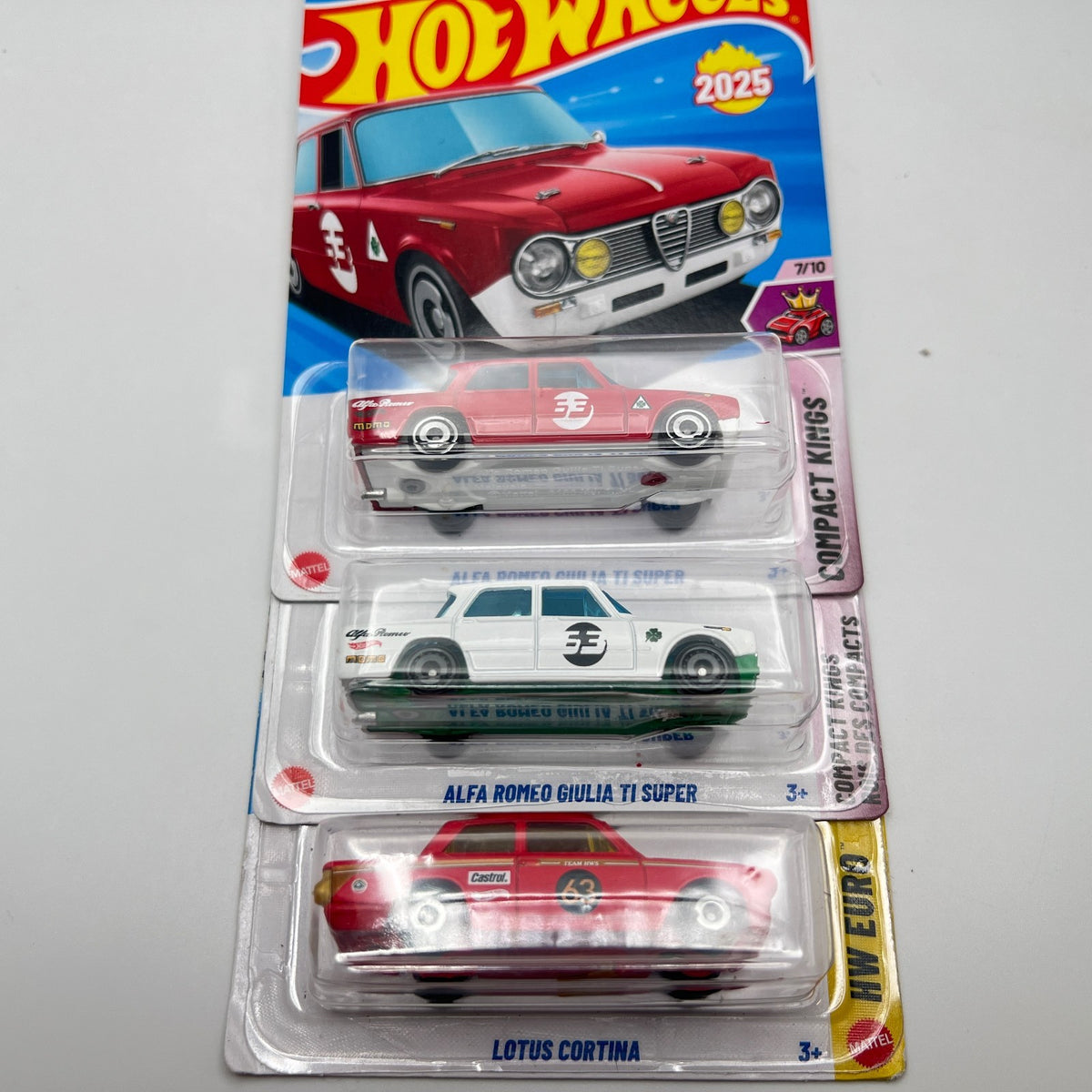 Hot Wheels Lot of 3 Alfa Romeo Giulia TI Super Red & White + Lotus Cortina Red