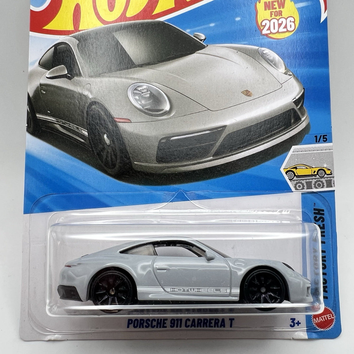 1:64 HOT WHEELS NEW FOR 2026 FACTORY FRESH GRAY PORSCHE 911 CARRERA T
