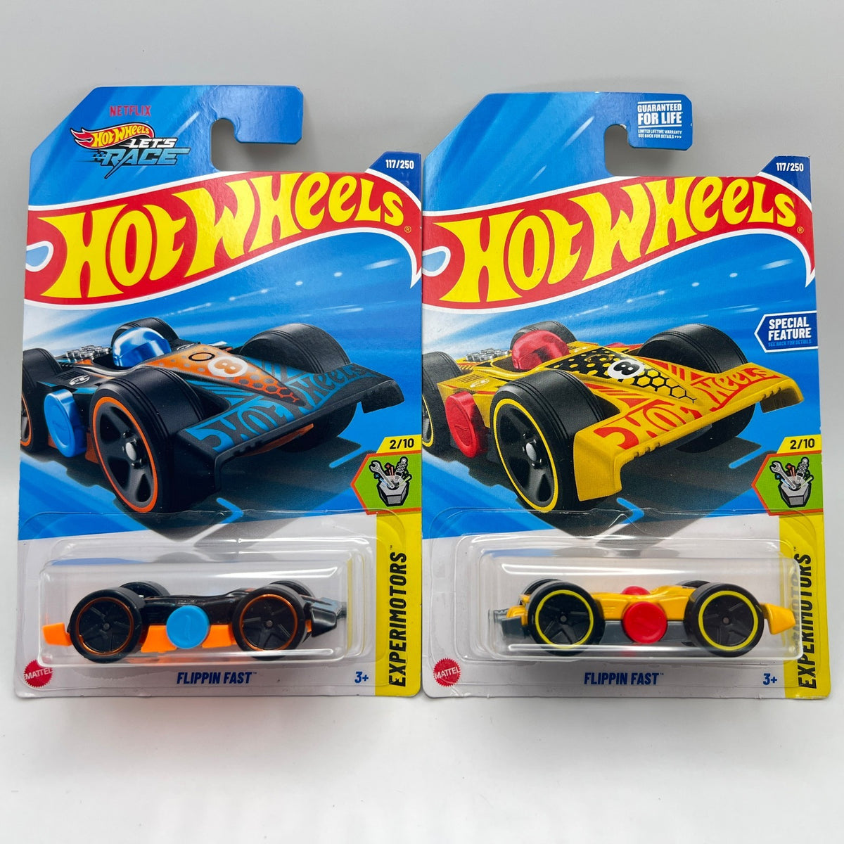 Hot Wheels Flippin Fast Lot of 2 Black & Yellow Experimotors 2/10 117/250 Fidget