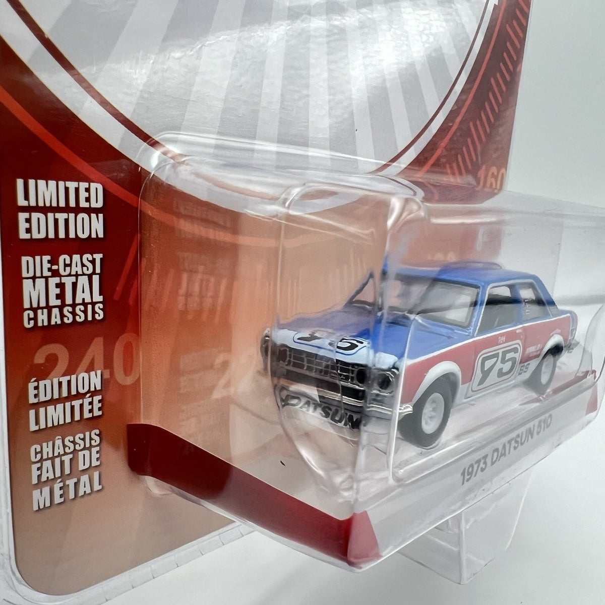 1/64 GREENLIGHT TOKYO TORQUE 1973 DATSUN 510 #75 RALLY CAR RED WHITE & BLUE