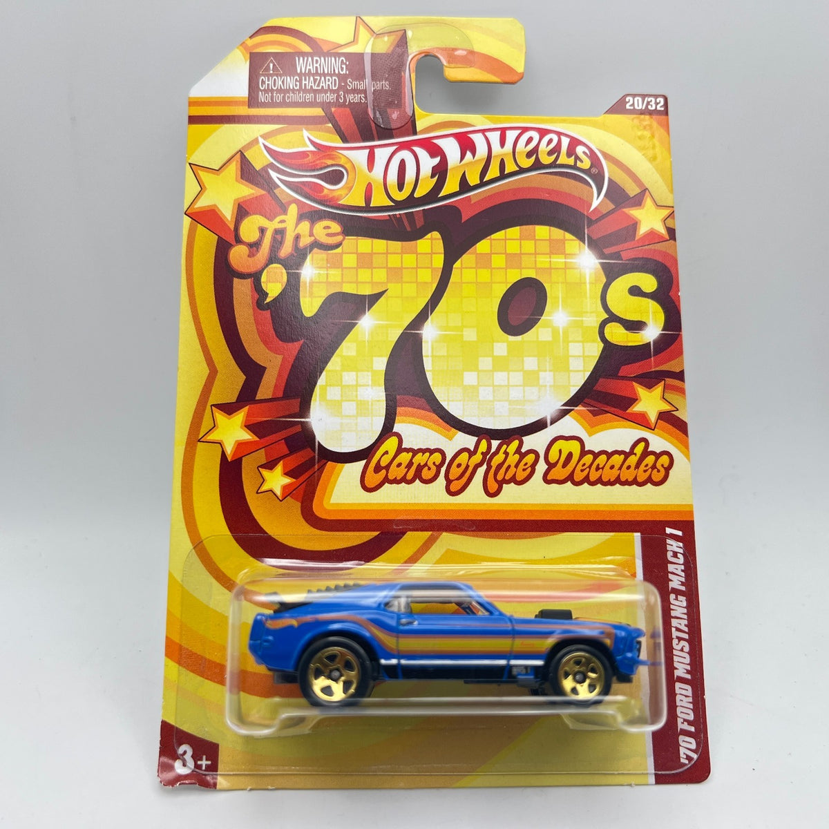 Hot Wheels '70 Ford Mustang Mach 1 Blue Cars of the Decades 70s 20/32