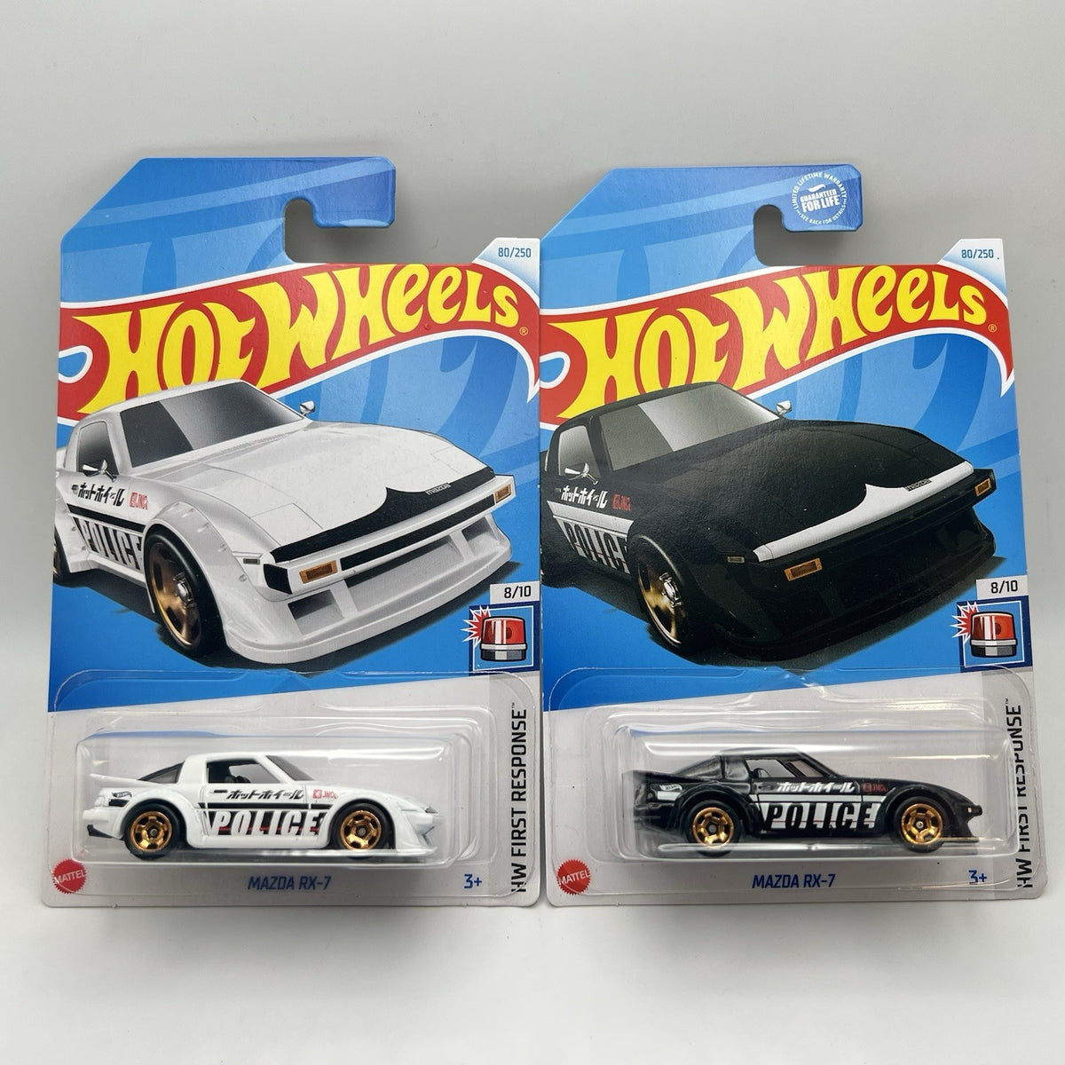 2024 Hot Wheels Police Mazda RX-7 Lot Of 2 Black And White