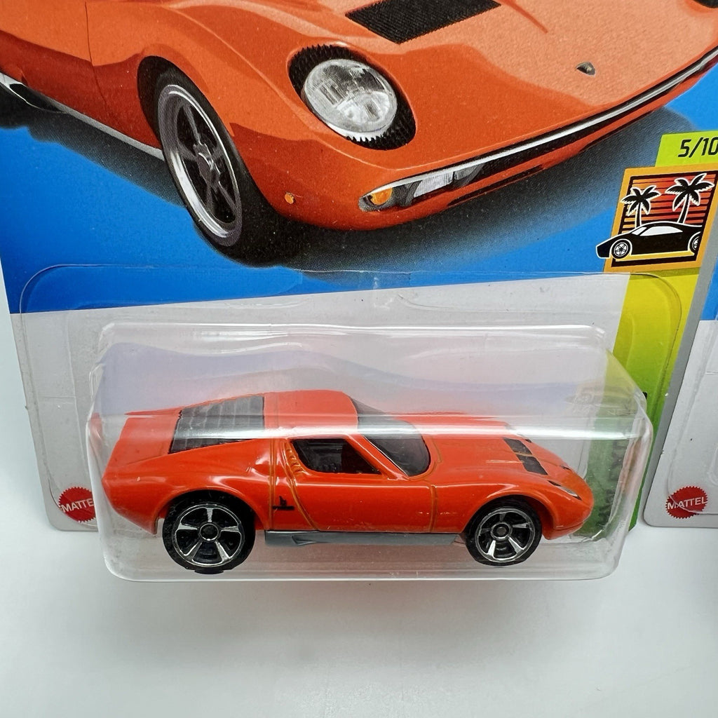 Hot Wheels Lamborghini Miura Mainline Lot Of 2 Red And Orange