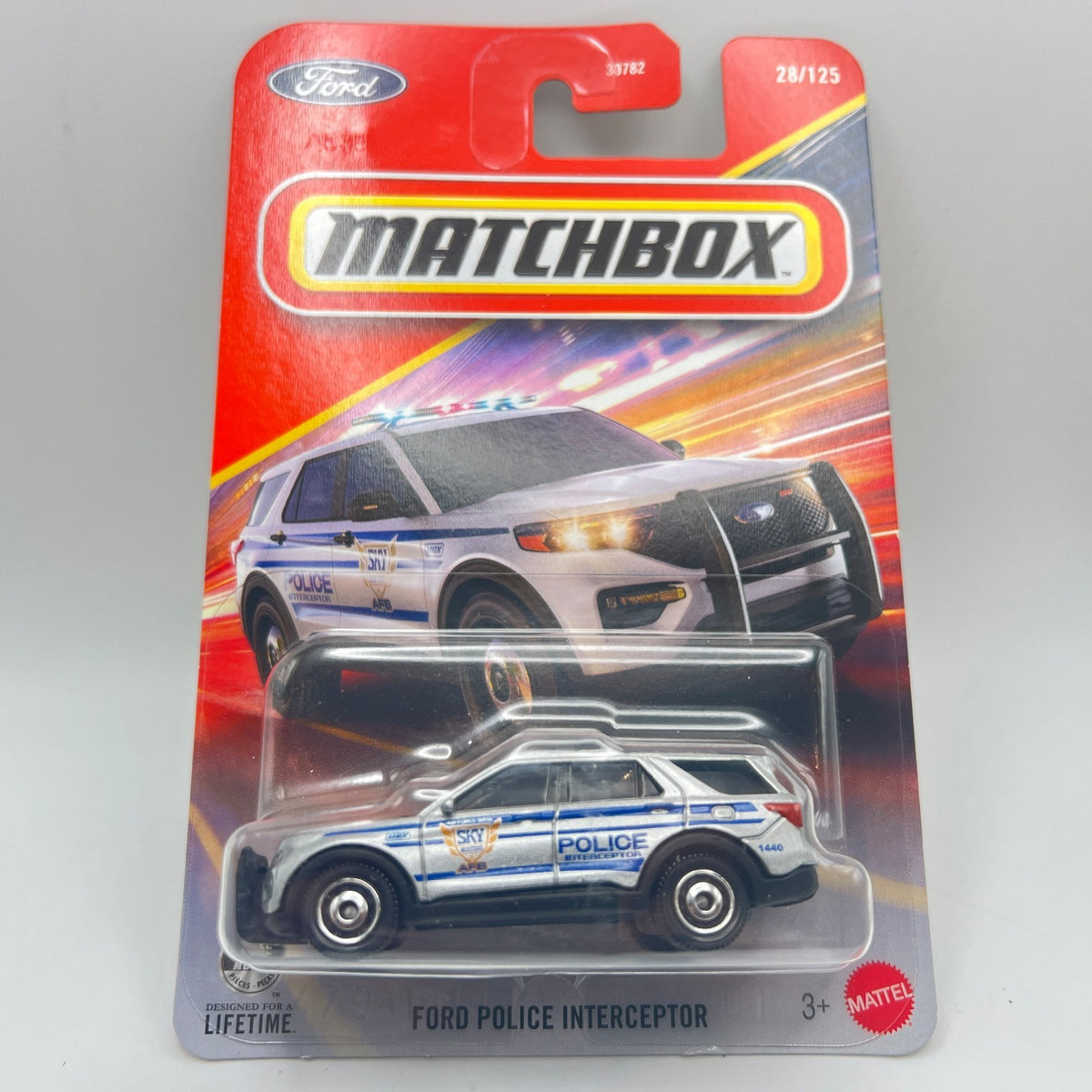 Matchbox Ford Police Interceptor 28/125 Silver 1:64 Scale Diecast
