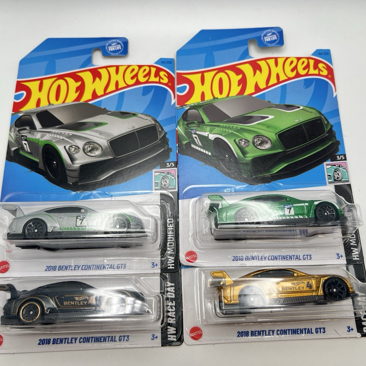 Lot of (4) Hot Wheels 2018 Bentley Continental GT3 variations AS PICTURE
