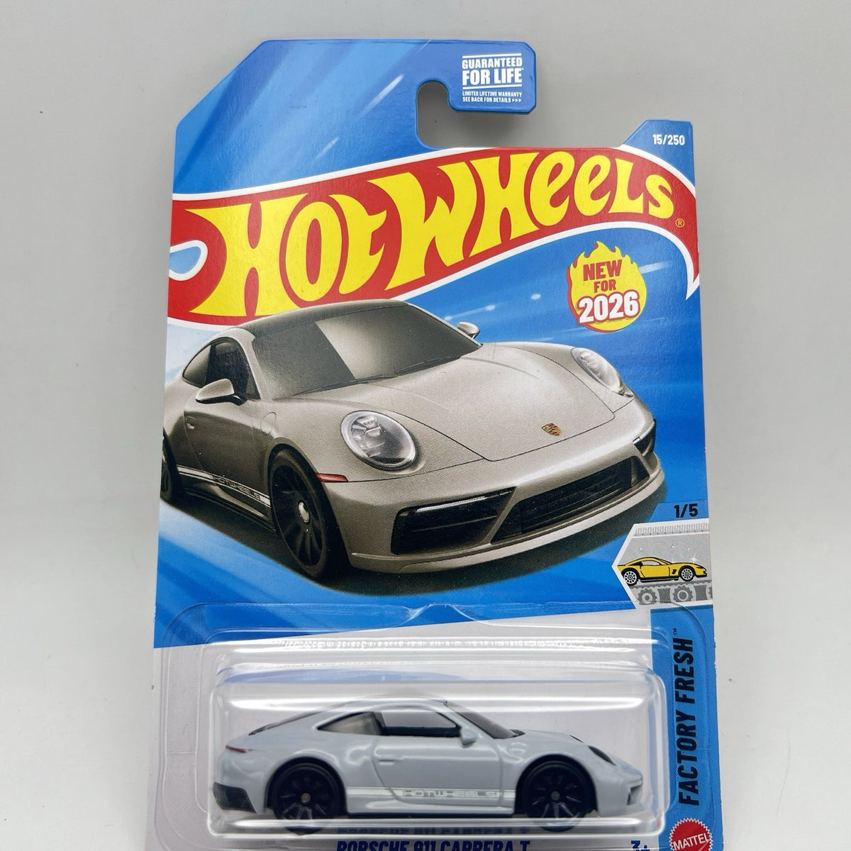 1:64 HOT WHEELS NEW FOR 2026 FACTORY FRESH GRAY PORSCHE 911 CARRERA T