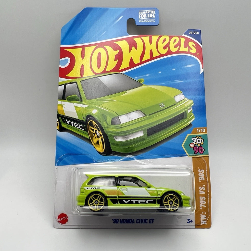 Hot Wheels ‘90 Honda Civic EF *LOT OF 3* Red, Blue & Lime Green
