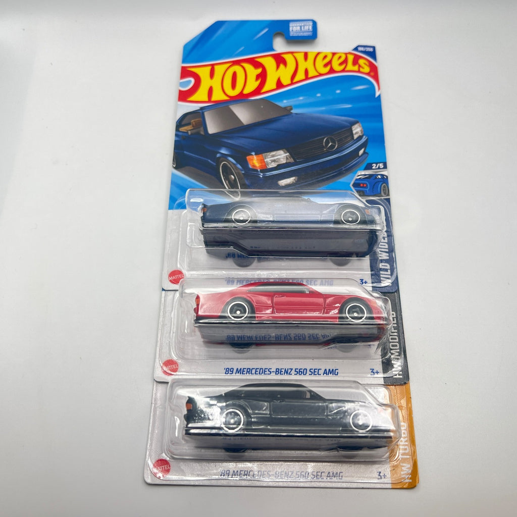 Hot Wheels '89 Mercedes-Benz 560 SEC AMG Lot of 3 Blue 186 Red 82 Black 150/250