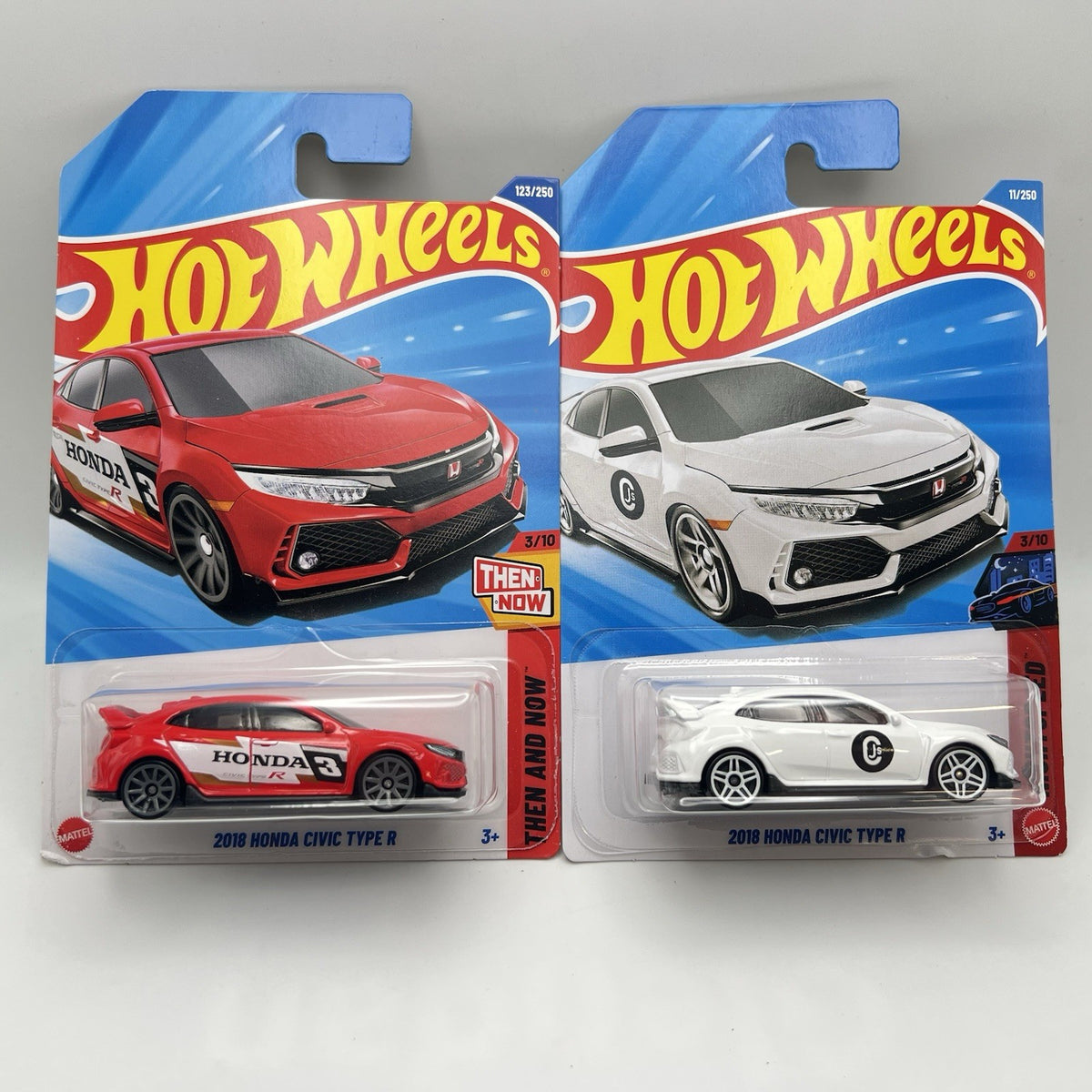 Hot Wheels 2018 Honda Civic Type R - *LOT OF 2* - White & Red