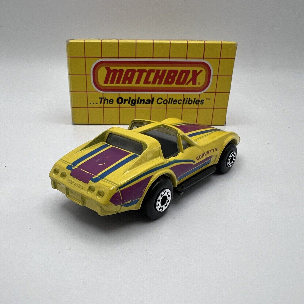 1979 Matchbox Lesney Superfast Chevy Corvette Yellow With Stripes Vintage In Box