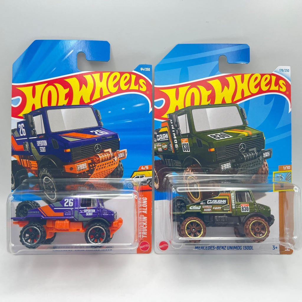Hot Wheels Mercedes-Benz Unimog 1300L Lot of 2 Purple 64/250 & Green 178/250