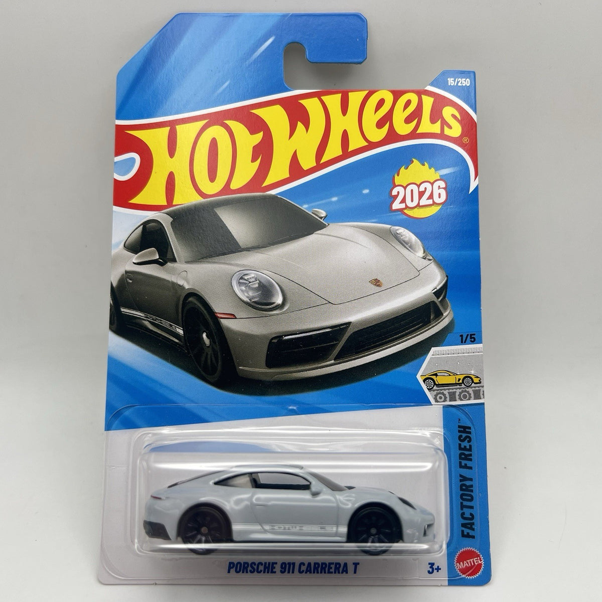 1:64 HOT WHEELS NEW FOR 2026 FACTORY FRESH GRAY PORSCHE 911 CARRERA T