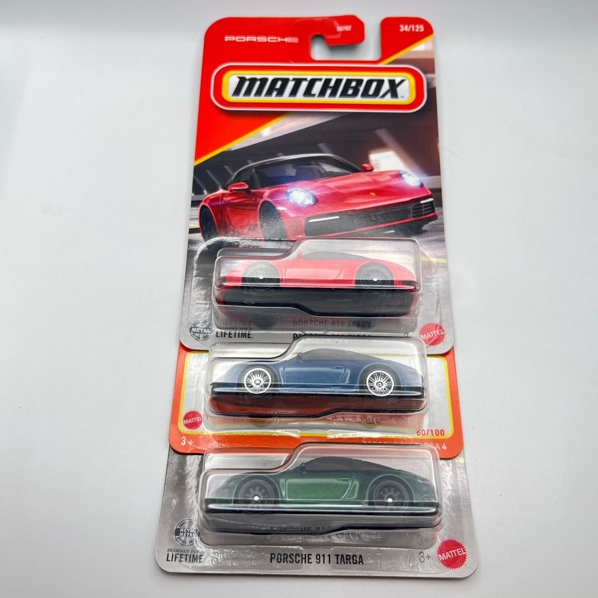 Matchbox Porsche 911 Targa Lot of 3 Red Blue Green 1:64 Diecast
