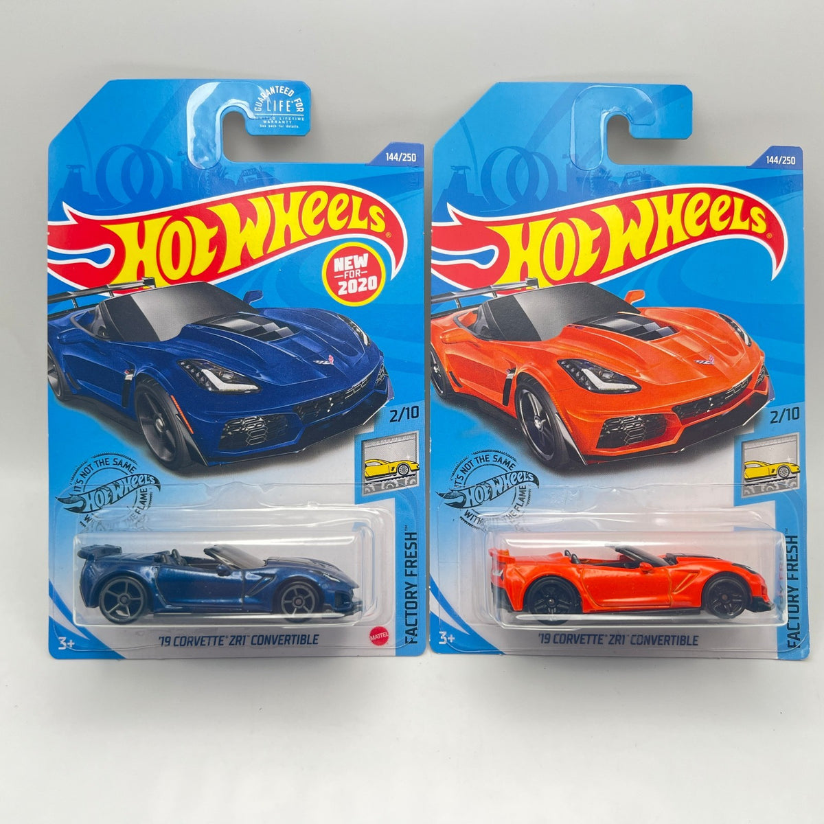 Hot Wheels '19 Corvette ZR1 Convertible Lot of 2 Blue + Orange 144/250