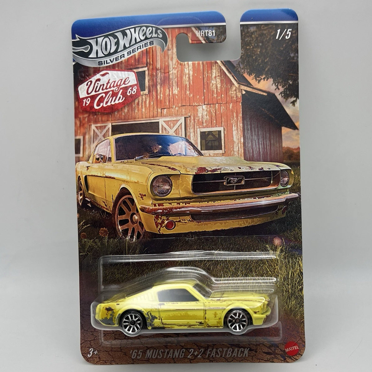 Hot Wheels Vintage Club 68 '65 Mustang 2+2 Fastback Diecast Car 1:64 Yellow