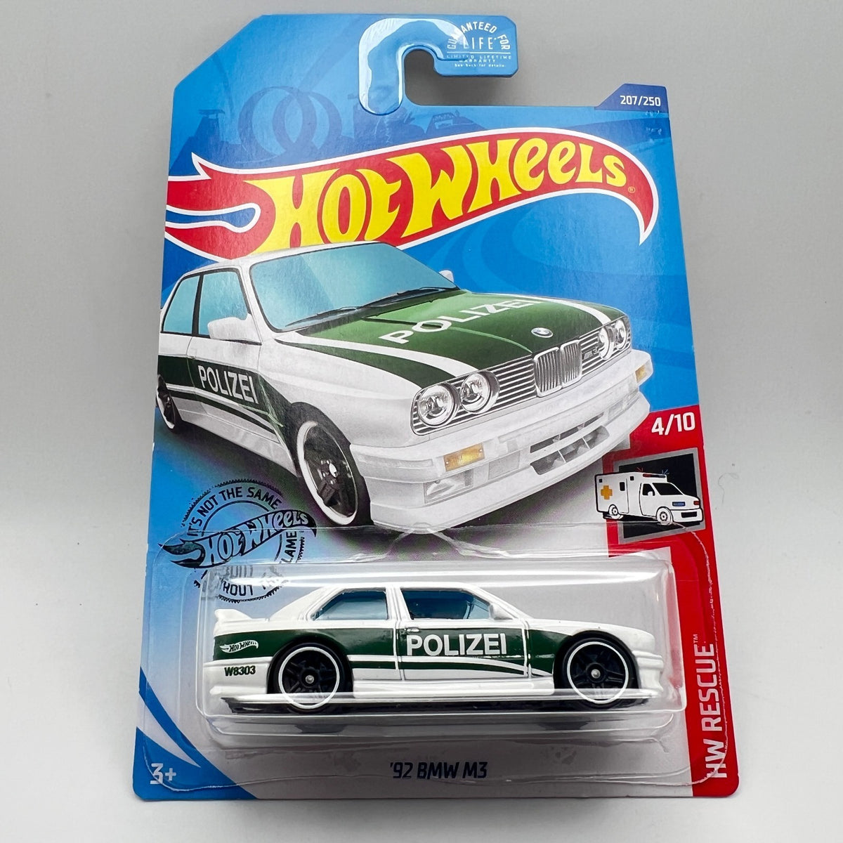 Hot Wheels '92 BMW M3 Polizei White 207/250 HW Rescue 4/10 1:64 Diecast