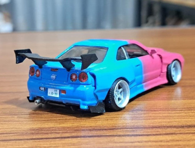 FatBoi Style Wide Body Kit for Hot Wheels Nissan Skyline GTR34 - Resin