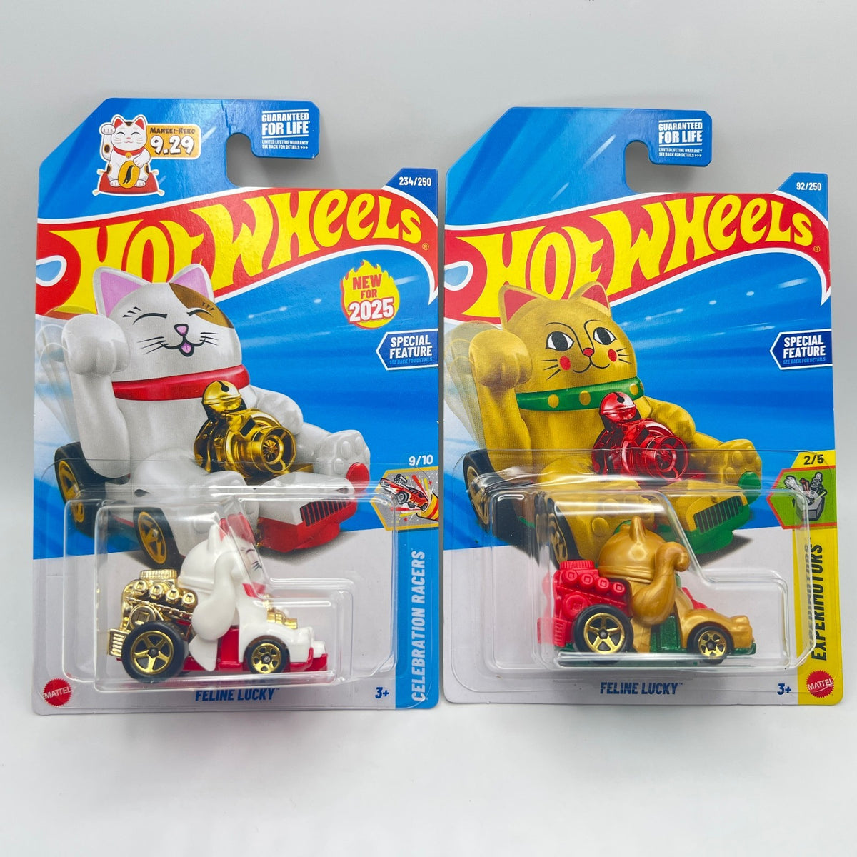 Hot Wheels Feline Lucky Lot of 2 White 234/250 Gold 92/250 Maneki-Neko