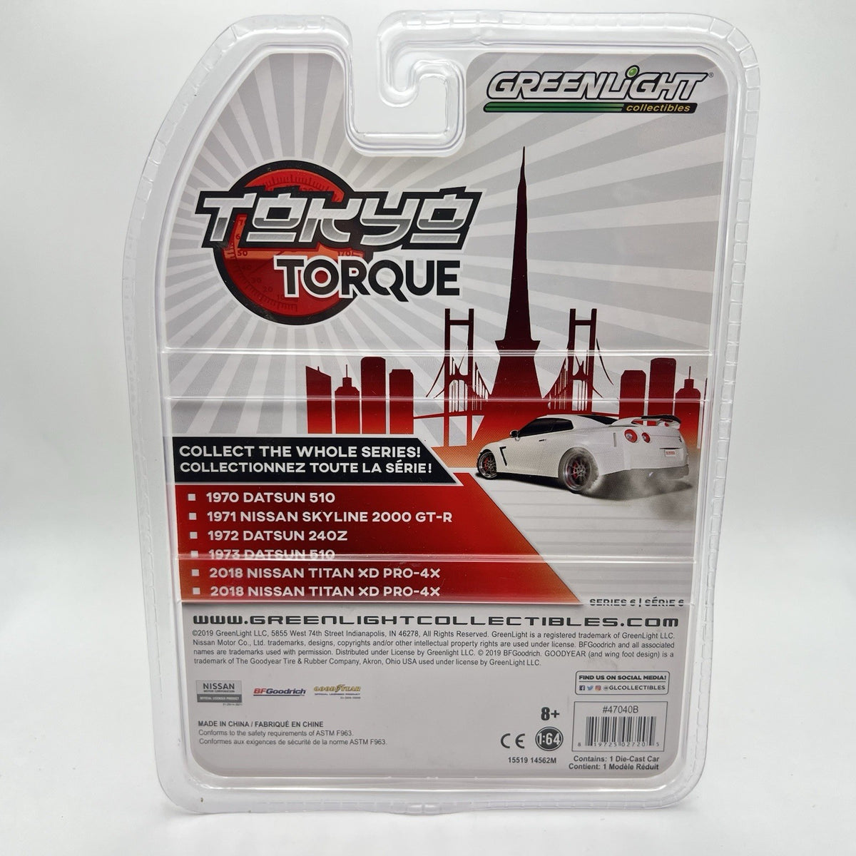 1/64 GREENLIGHT TOKYO TORQUE 1971 NISSAN SKYLINE GT-R #6 RED AND WHITE