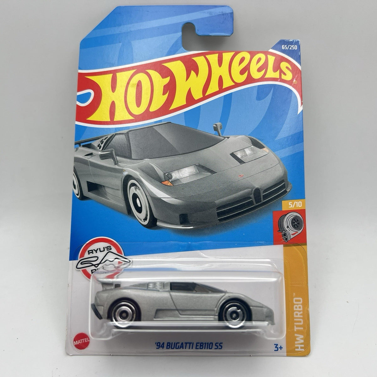 Hot Wheels gray 94 Bugatti EB110 SS “HW Turbo" 5/10 - 65/250 Diecast 1:64