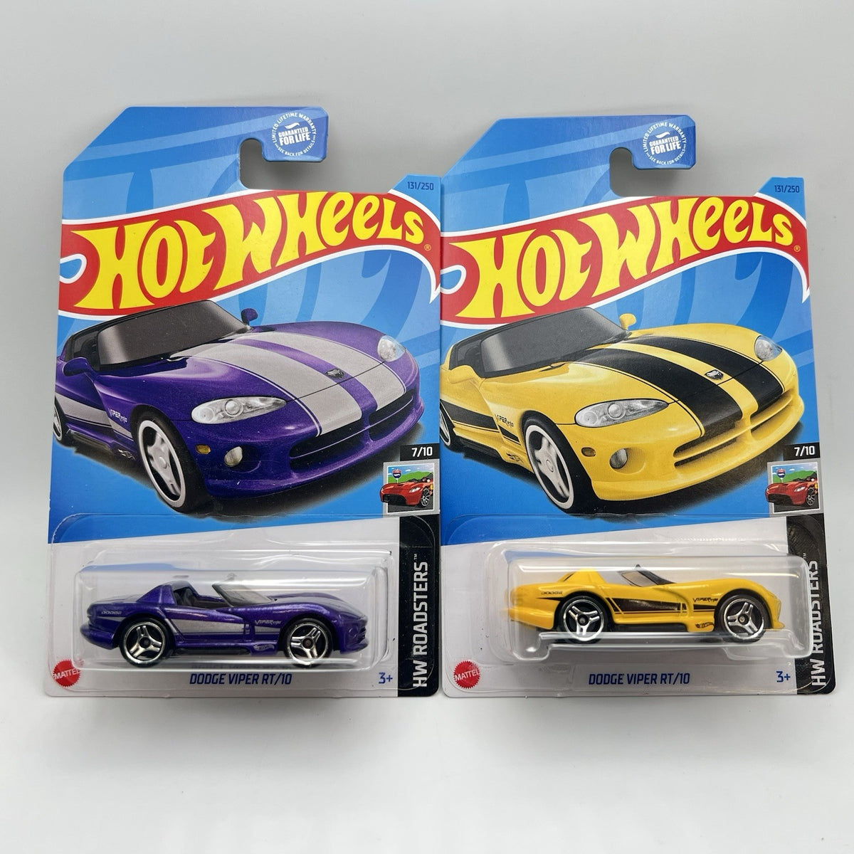 2023 Hot Wheels Dodge Viper RT/10 Purple + Yellow #131 - HW Roadsters lot of 2