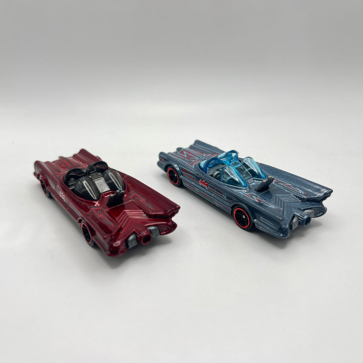 Hot Wheels Lot of 2 1966 TV Series Batmobile Red Blue LOOSE 1/64