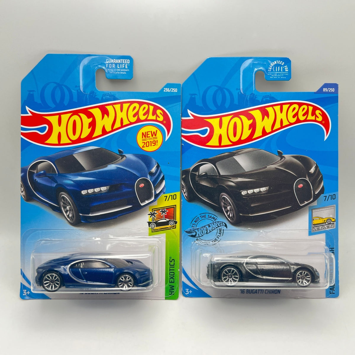 Hot Wheels '16 Bugatti Chiron Lot of 2 Blue 236/250 HW Month + Black 89/250
